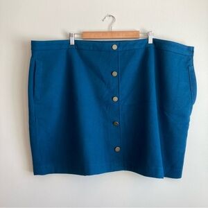 Pervour Teal Brushed Mini Skirt With Pockets 4X